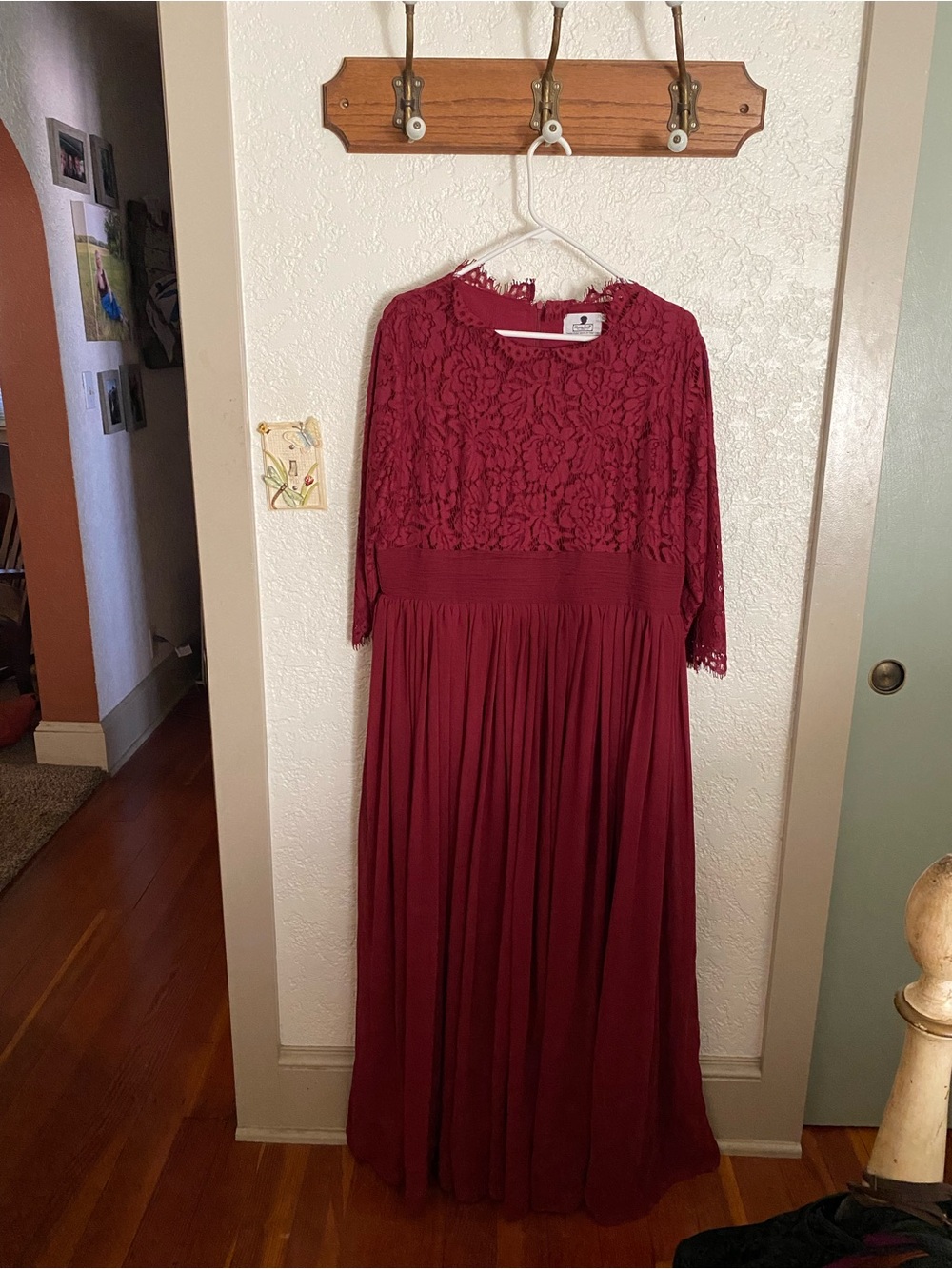 Dainty Jewells Burgundy Lace Maxi Dress